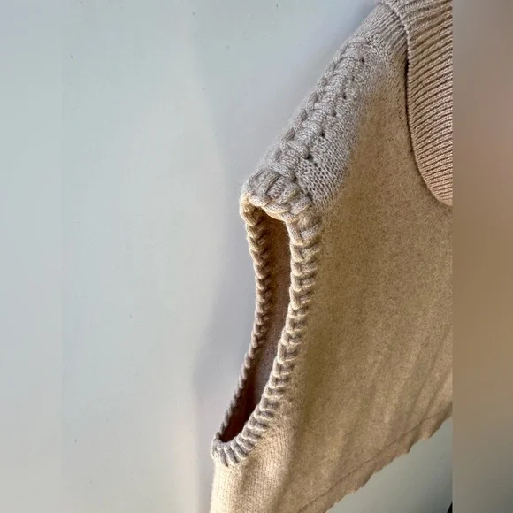 Theory 100% Cashmere Tan Cowl Turtleneck Vest Sweater Sleeveless Top, S - Picture 6 of 16